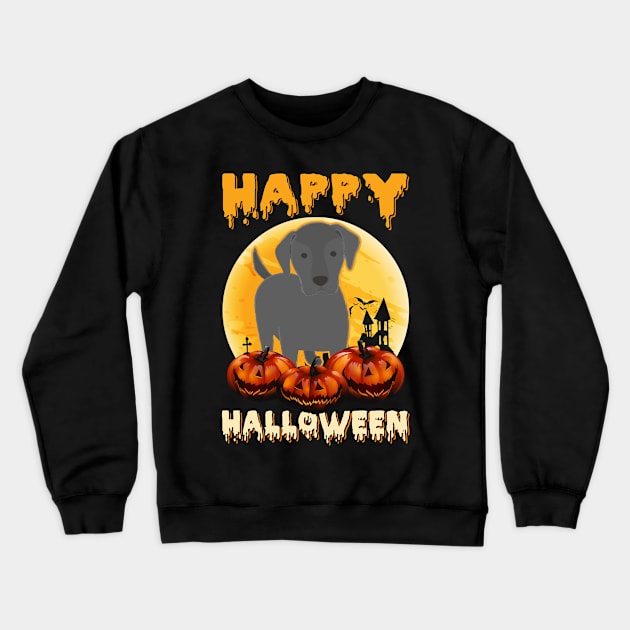 Labrador Halloween Scary Moon Pumpkin Costume Crewneck Sweatshirt by foxmqpo